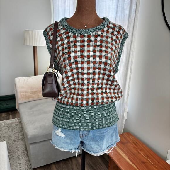 Vintage 1970s Andhurst Checkered Sweater Vest Wintuk 100% Orlon Acrylic Sz Large - Picture 5 of 8